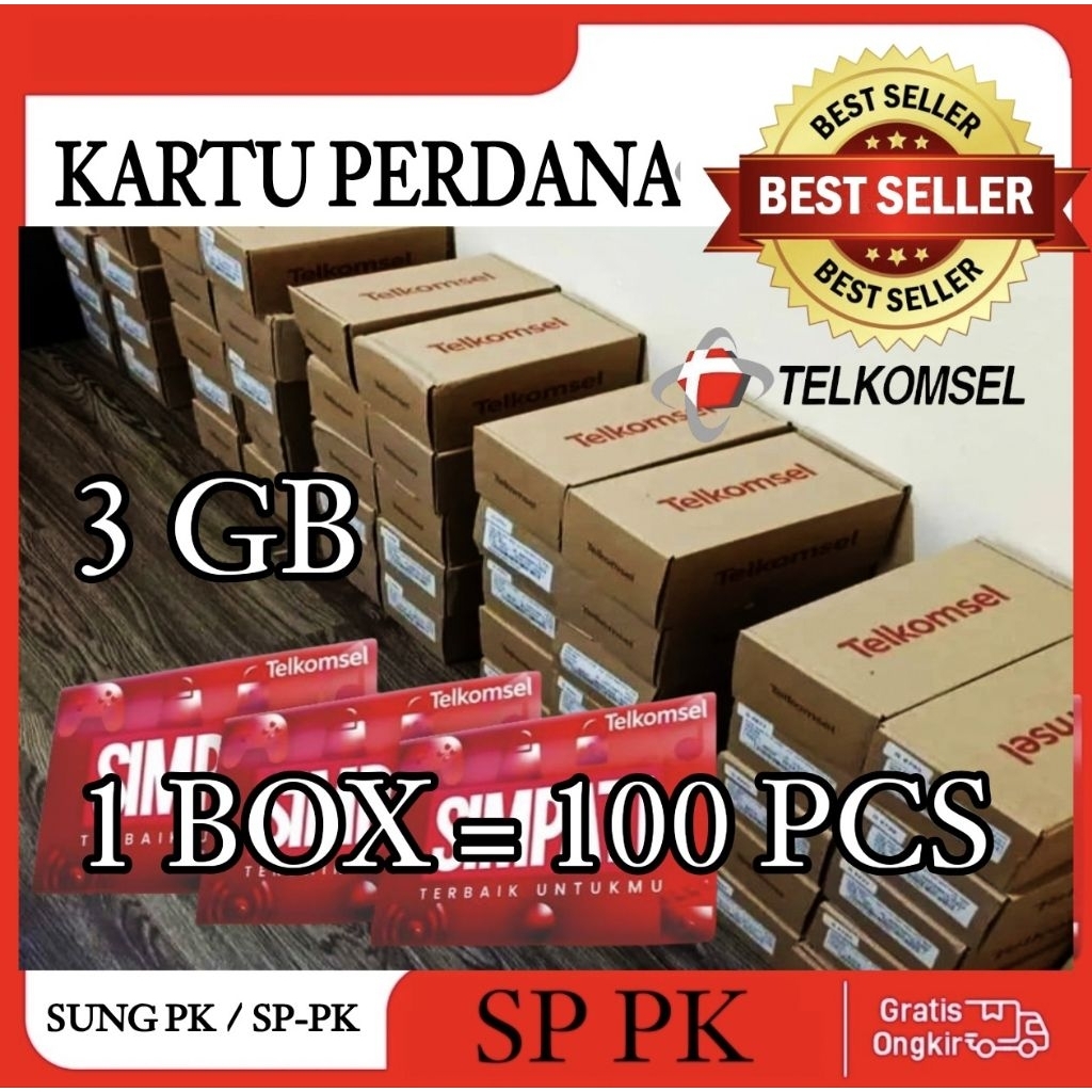Kartu Perdana 100pcs Telkomsel Simpati 3gb & By.U 3gb - Noribet Nasional