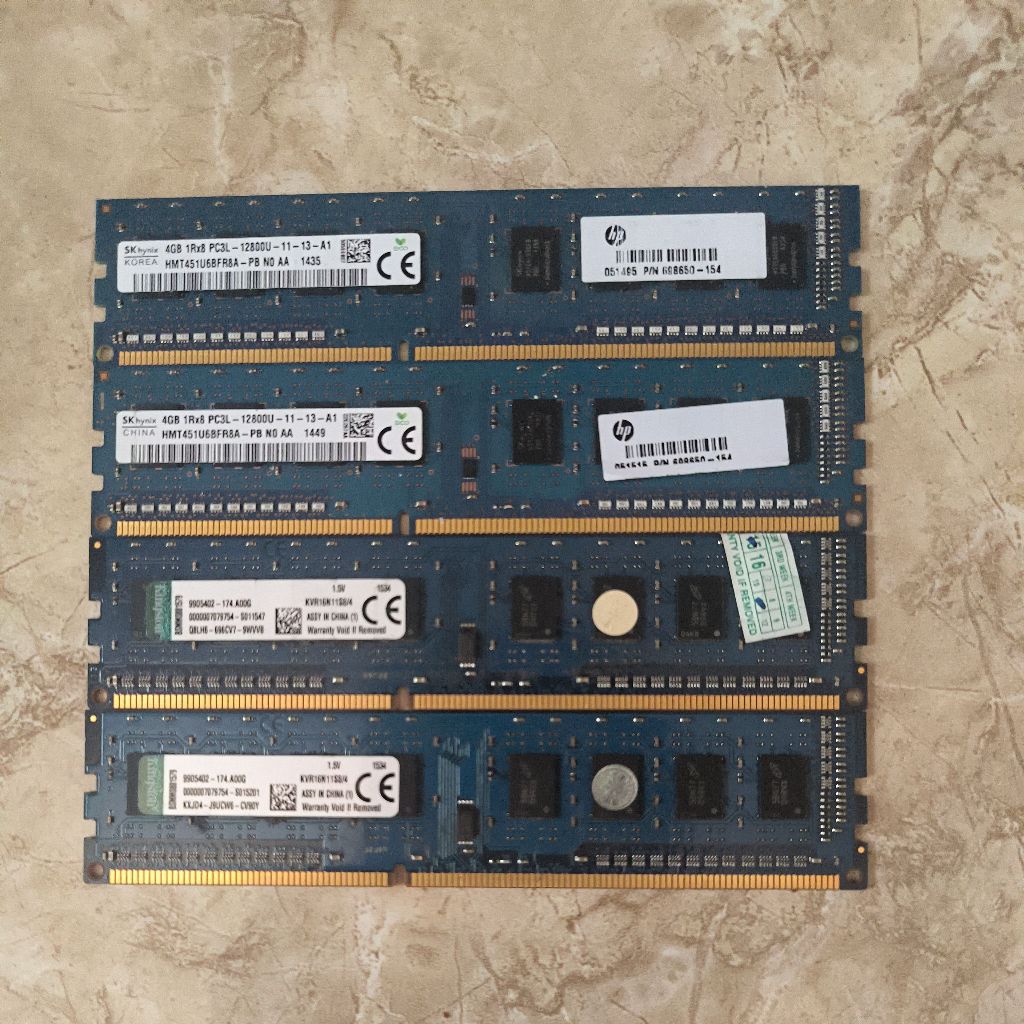 RAM Desktop DDR3 / DDR3L 4GB 1600MHz PC3-12800 Second Tested – SK Hynix / Kingston