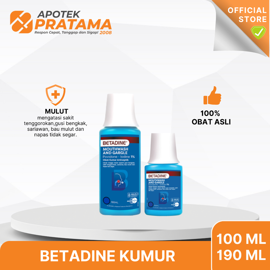 BETADINE KUMUR (100ML, 190ML) / BETADINE OBAT KUMUR / BETADINE MOUTHWASH