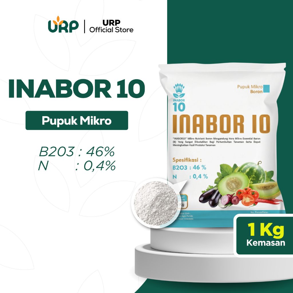 URP - INABOR 10 Pupuk Boron Borate 46% Kemasan 1 Kg Pupuk Murni Boron + Nitrogen