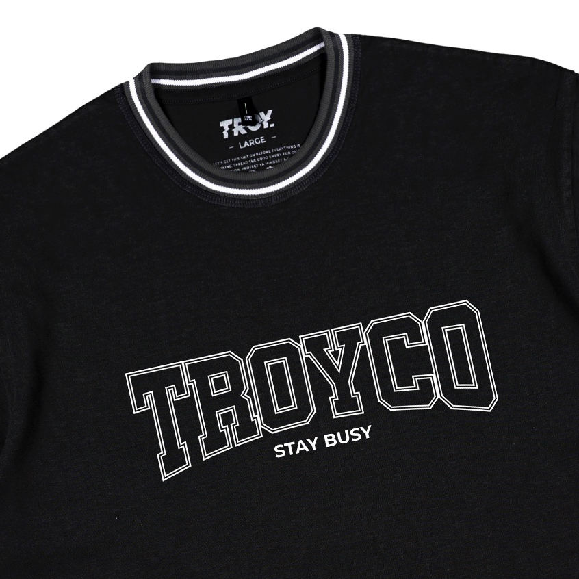 Troy Company Neck Strip Tshirt Black Academia Vitae - Kaos Lengan Pendek Kaos Hitam KST 3040-3A1W1B