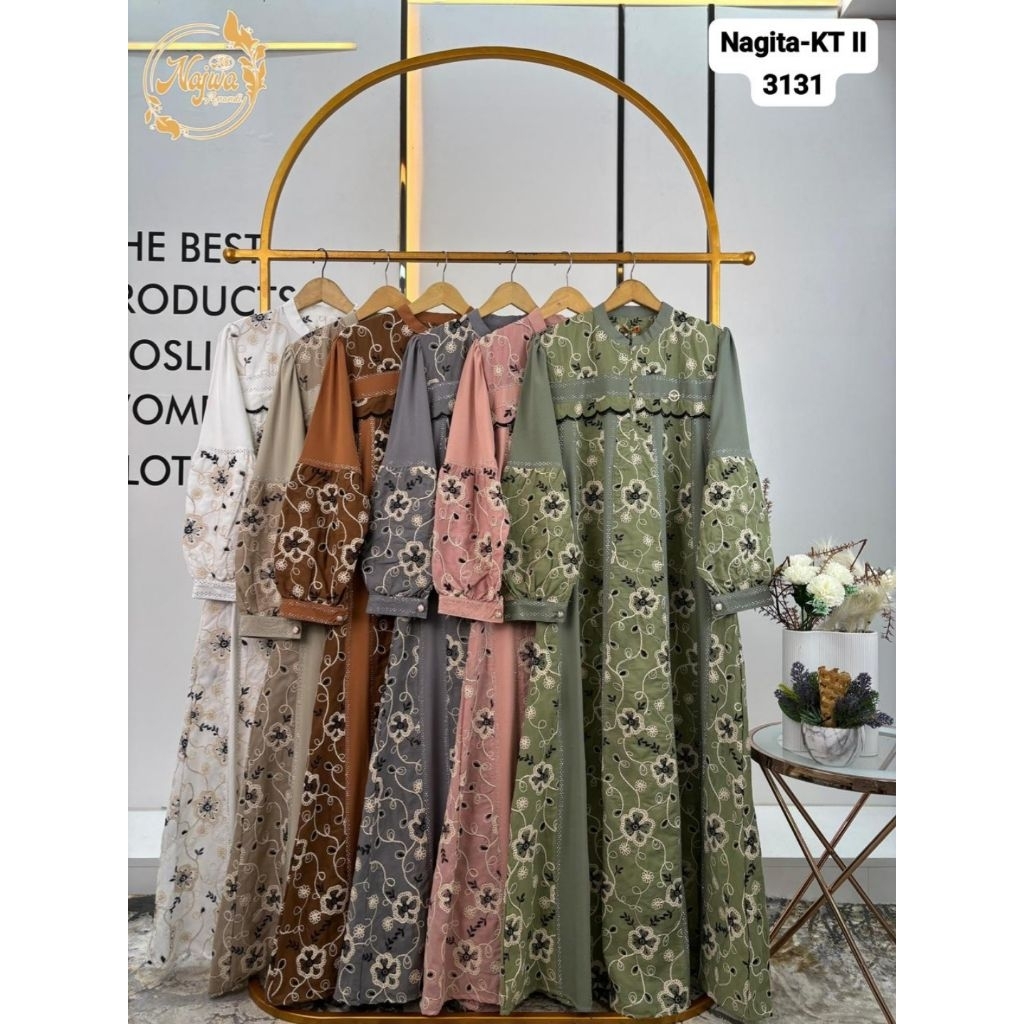 DRESS MIDI KATBOL BRAND NAJWA ORIGINAL MUSLIM WANITA