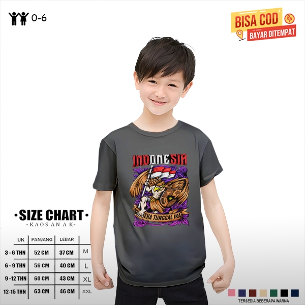 NAMASTESHIRT-KAOS ANAK Motif Garuda Bhineka Tunggal Ika Kaos T-shirt Laki-laki Dan Perempuan Garuda
