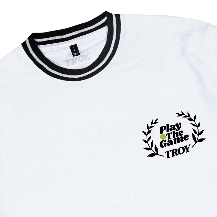 Troy Company Neck Strip Tshirt White Play Game - Kaos Lengan Pendek Kaos Putih KST 3057-2B1W