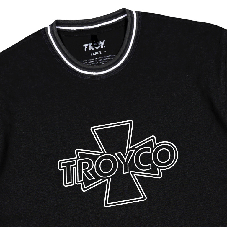 Troy Company Neck Stripe Tshirt Black Crusader - Kaos Lengan Pendek Kaos Hitam KST 3329-3A1W1B
