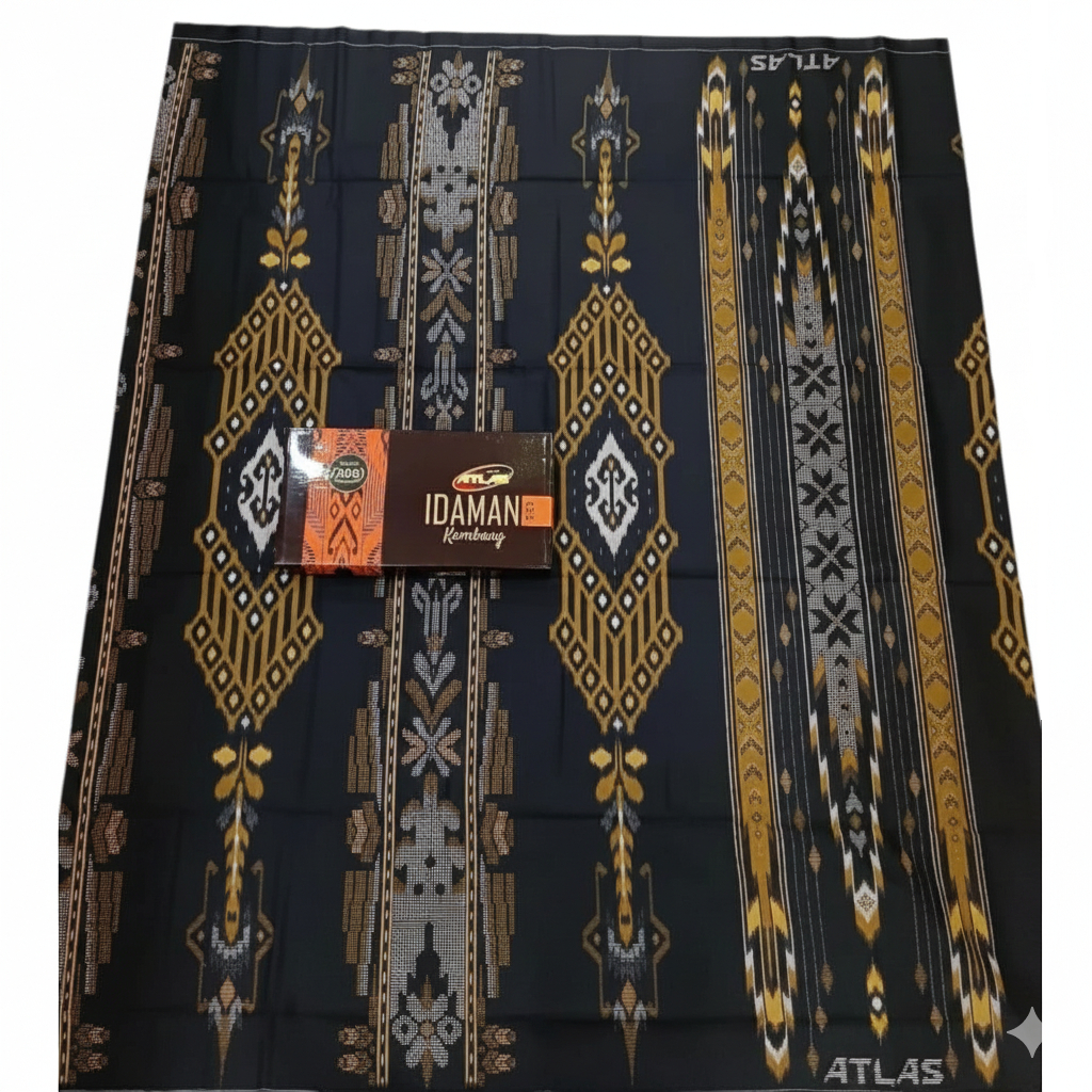 ATLAS Sarung Idaman Harmoni Kembang Motif BHS Hitam Super Premium Gold 555