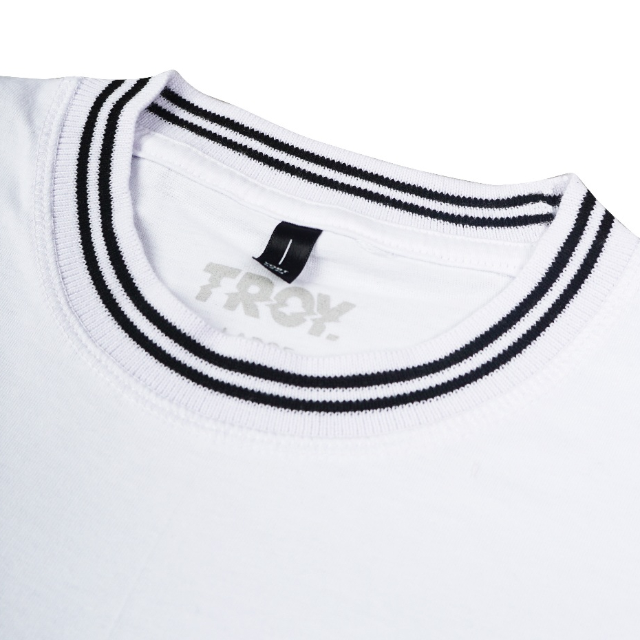 Troy Company Neck Strip Tshirt White Sunshine - Kaos Lengan Pendek Kaos Putih KST 3041-3W2B