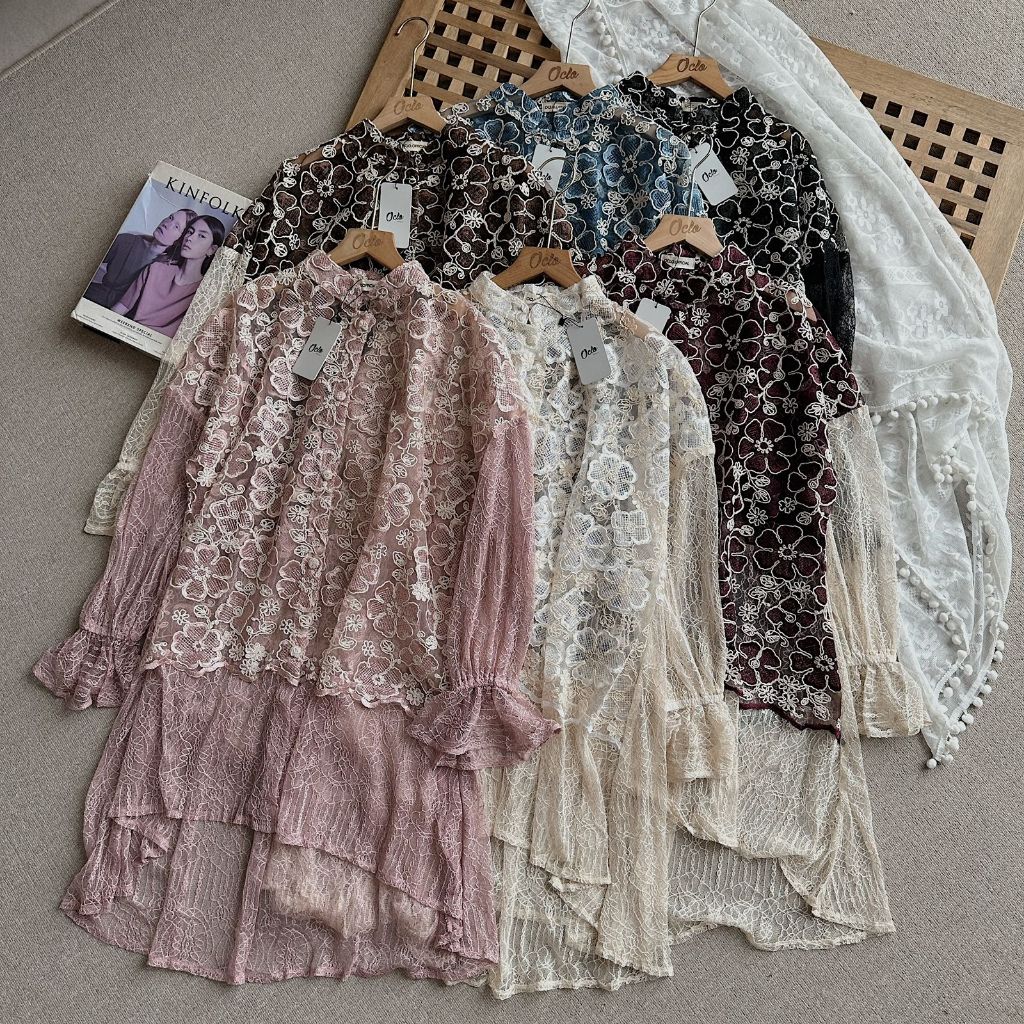 Oclo Yasmeera Tunic Brokat Mix Cantili Katun Lebaran Premium OCL01597