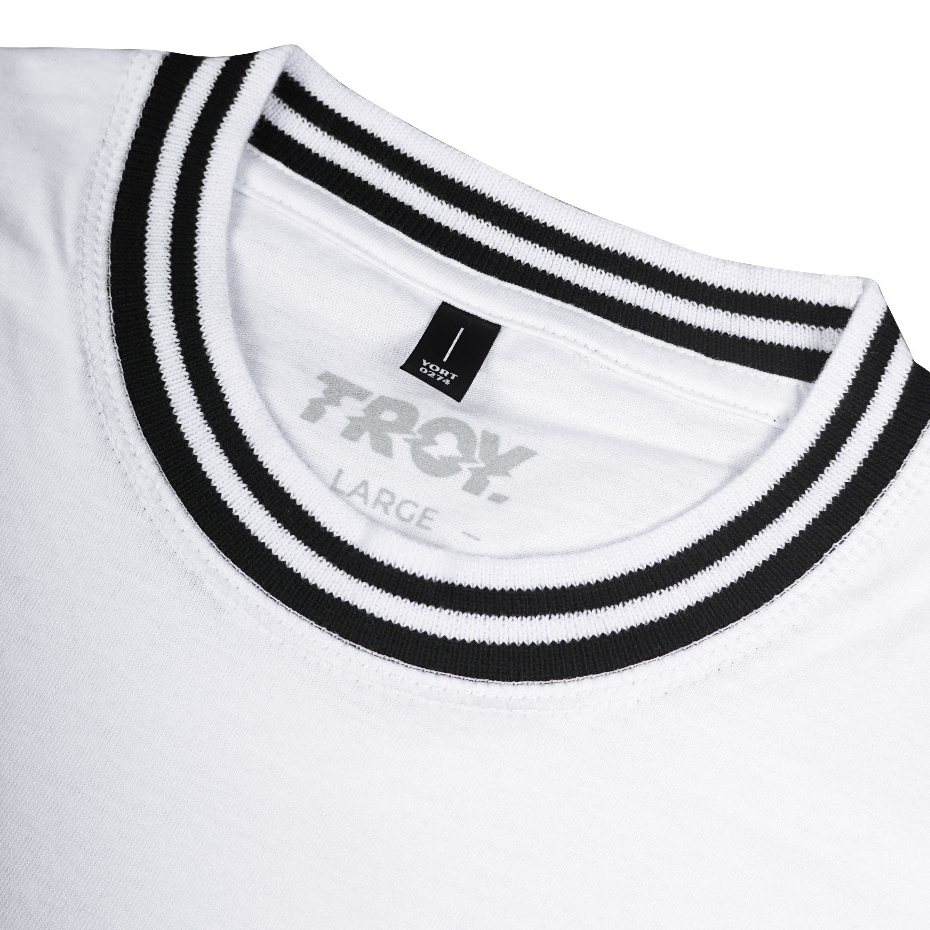 Troy Company Neck Stripe Tshirt White Comfort - Kaos Lengan Pendek Kaos Putih KST 3328-2B2W