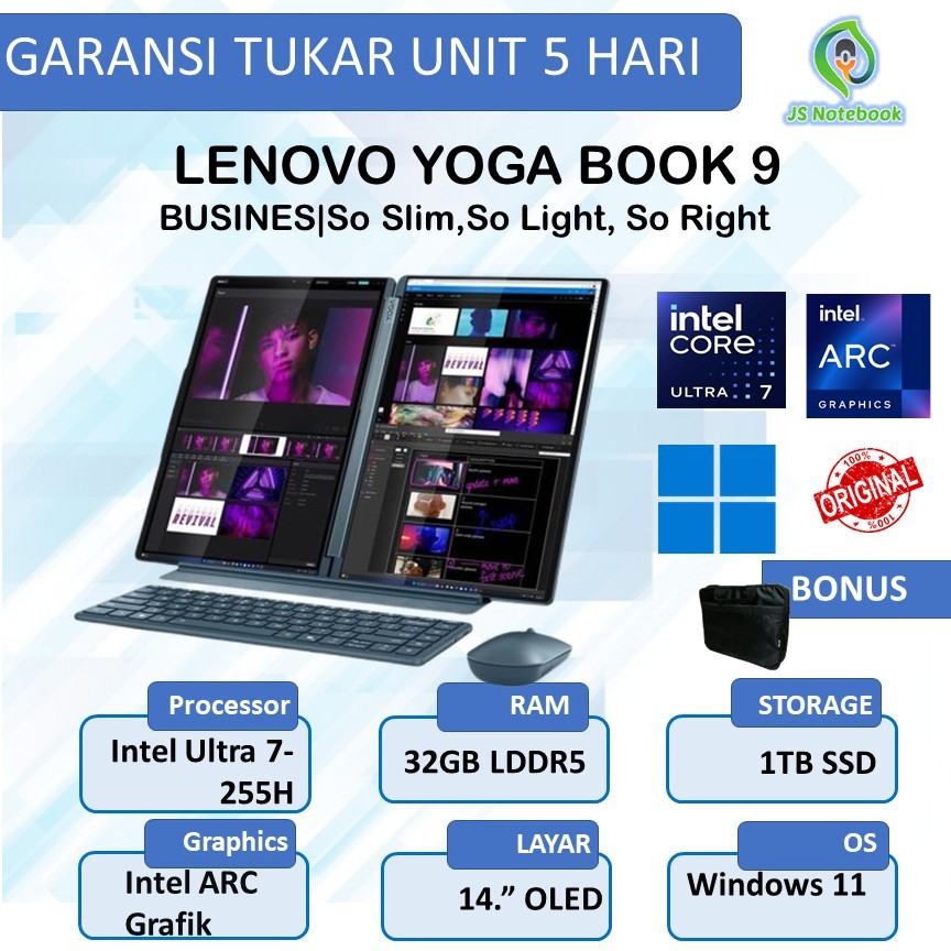 LENOVO YOGA BOOK 9 ULTRA 7 255H 32GB 1TB W11 14.0 WQXGA+ OLED 120HZ