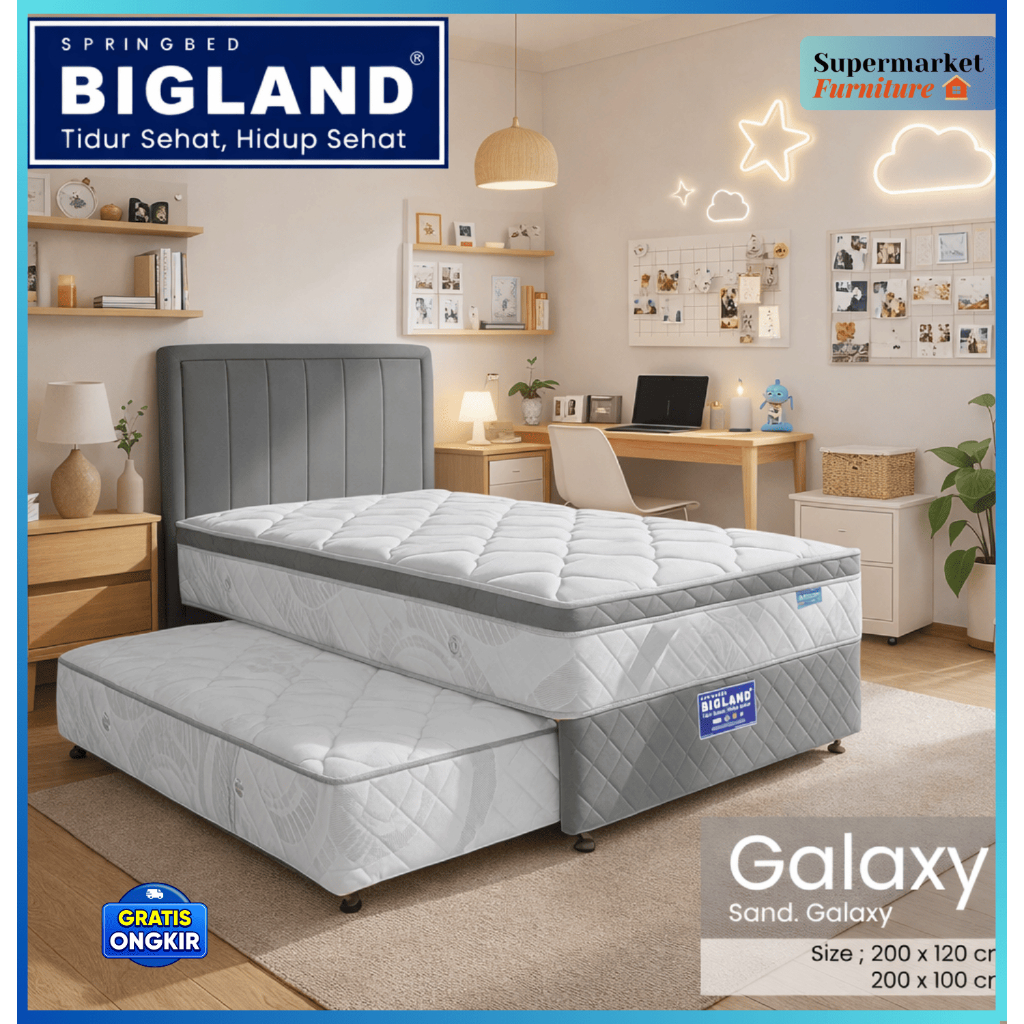 Bigland Springbed Twin Galaxi (Kasur Sorong Anak) - Kasur 2 in 1 - Garansi 15 tahun