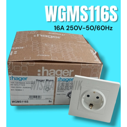 Colokan Listrik Socket Hager German 16 A With Shutter WGMS116S Hager