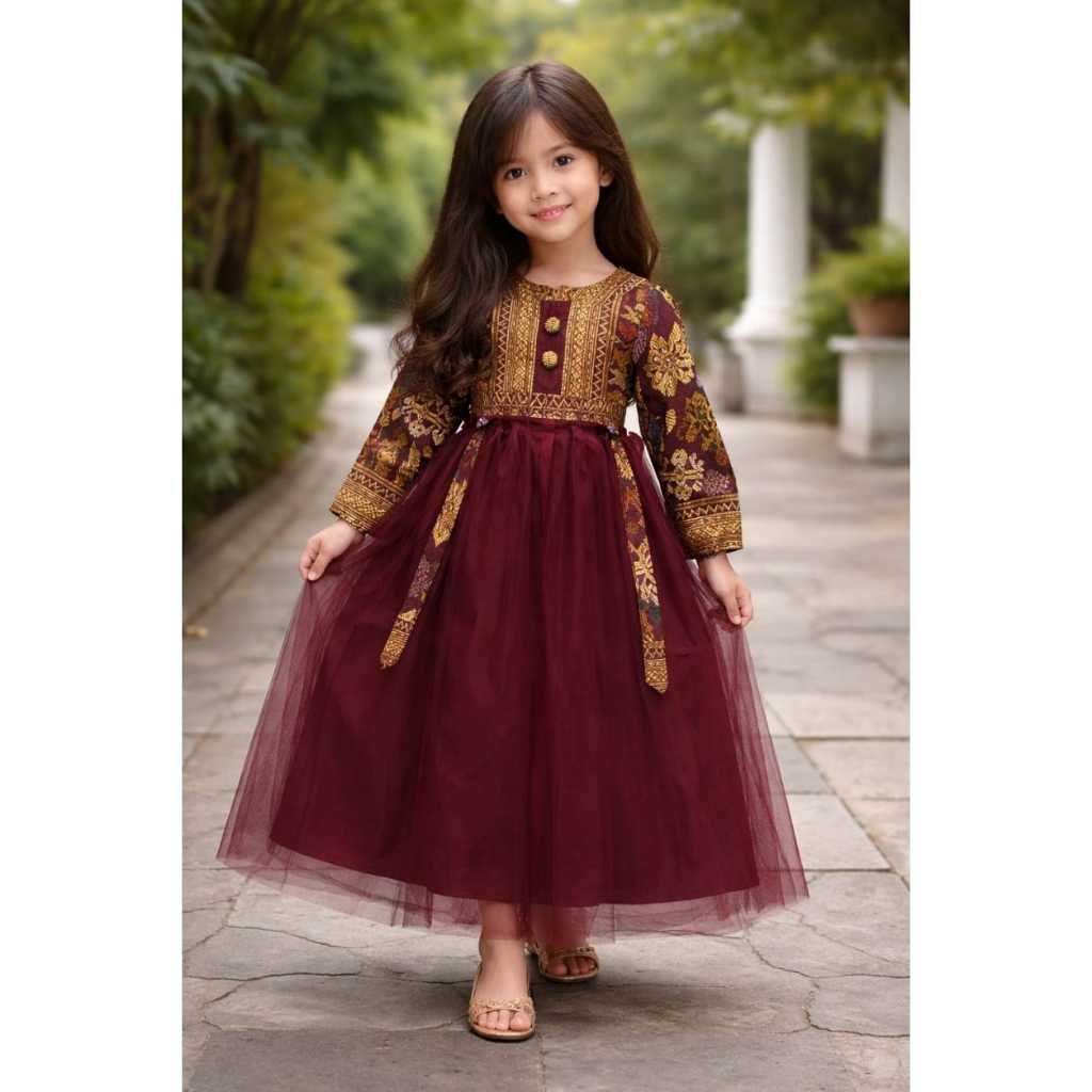 GAMIS BATIK ANAK CEWEK KOMBINASI TILE