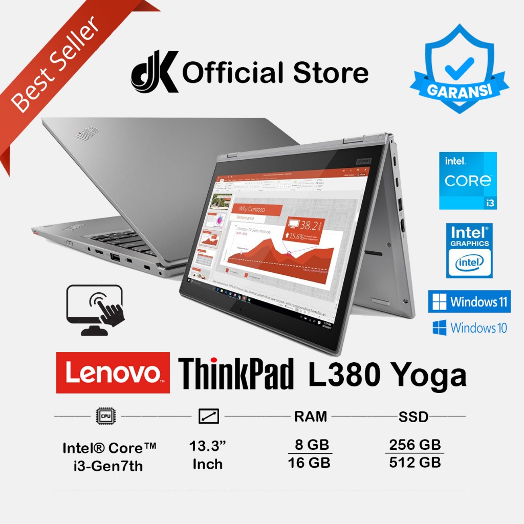 Laptop Lenovo Thinkpad L380 Yoga TouchScreen 13.3" | Intel i3-7th | Ram 8 / 16GB | SSD 256 / 512GB  