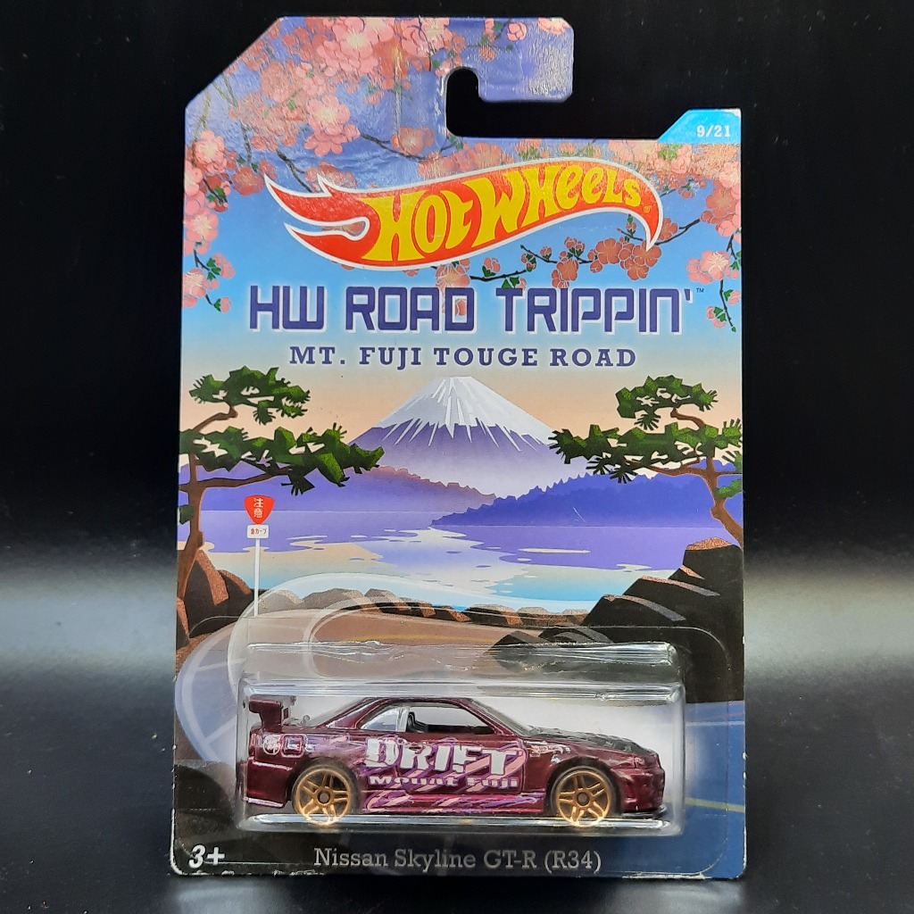 Hot Wheels road Trippin Nissan Skyline GT-R R34 Card Kerut