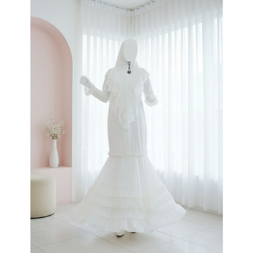 gamis putih/ duyung putih /gamis duyung putih