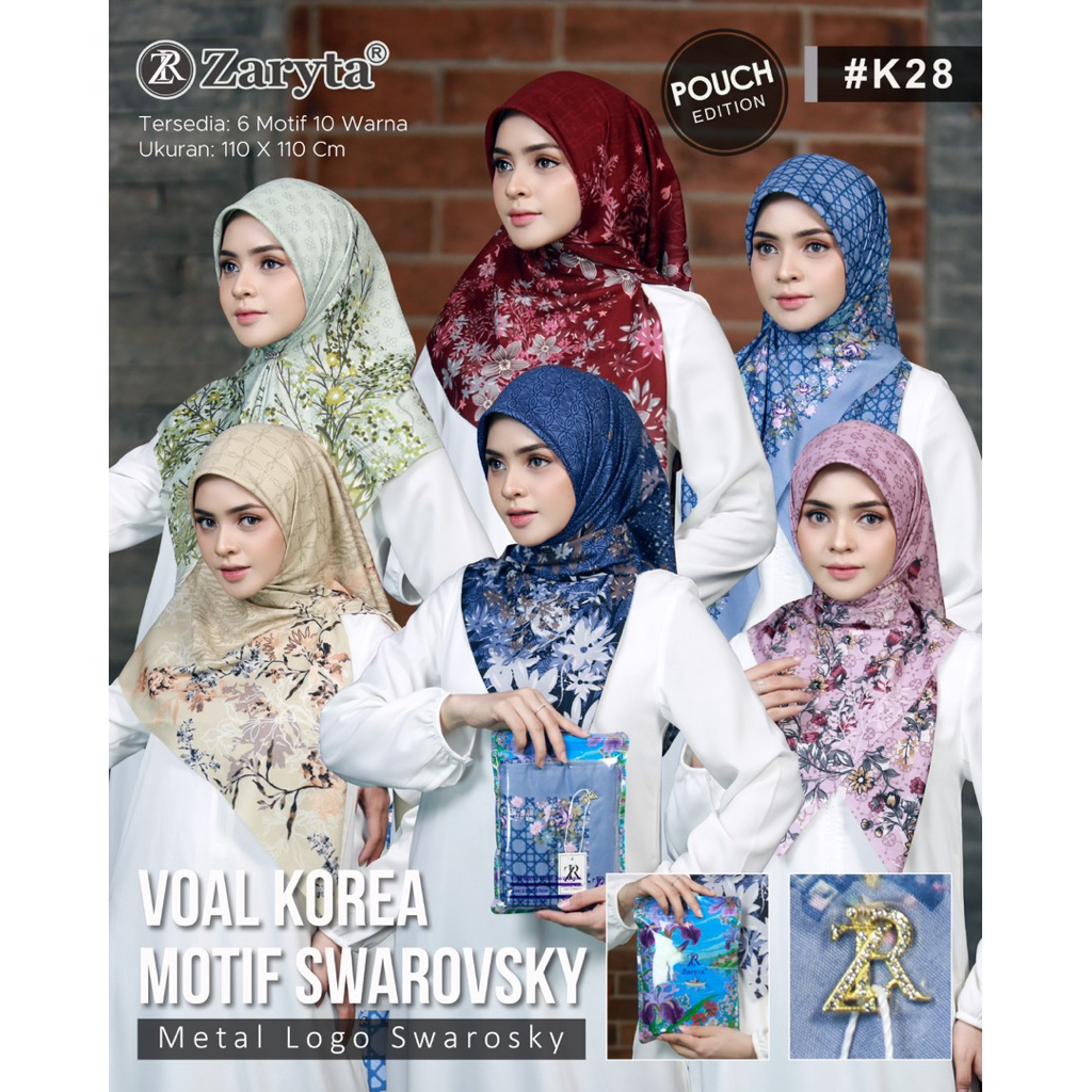 Jilbab Segi Empat Voal Motif Zaryta Hijab Segi Empat Voal Korea