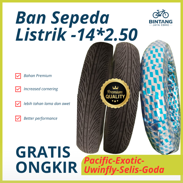 Ban Sepeda Listrik 2*2.50 Tebal Dan Awet | Ban Sepeda Listrik / Motor Listrik Uwinfly Goda Selis Ofe