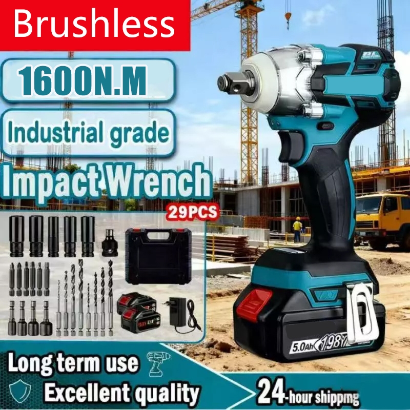 Impact Wrench 1090V/588V 1600N.M Brushless Mesin Bor Impact Baterai Untuk Memudahkan Pemasangan Baut