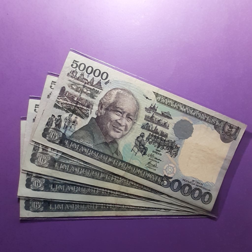 uang kuno 50000 rupiah suharto