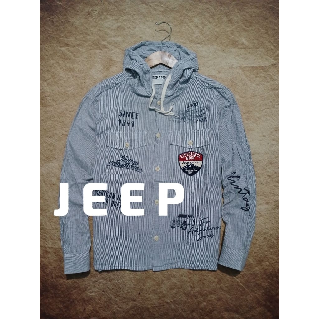 shirt hoodie JEEP bahan katun adem bekas recomend