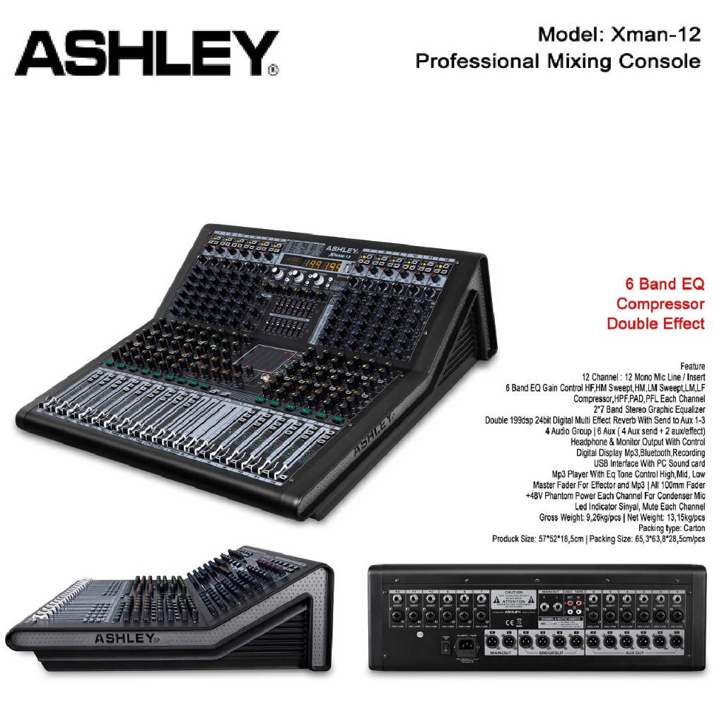 Mixer Audio ASHLEY XMAN12 XMAN 12 DOUBLE EFFECT Model Baru