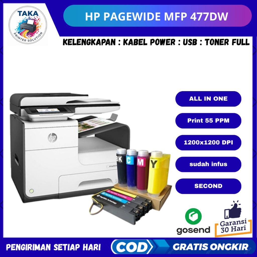 Printer HP Pagewide Pro MFP 477dw Sudah Influs/Chipless Counter 1000