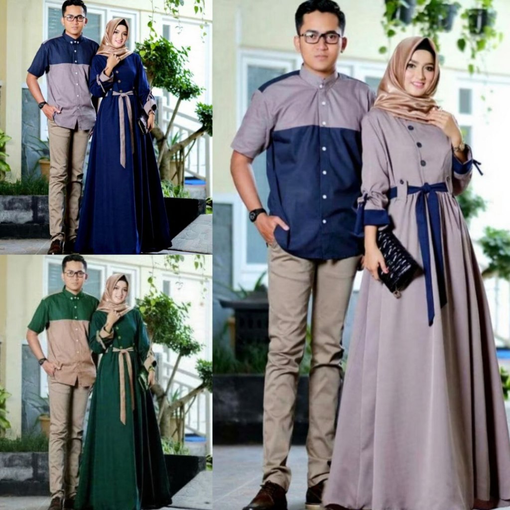 FASHION MUSLIM BR03 – BUSANA MUSLIM PASANGAN RAFIQ SIZE L & XL – BAJU LEBARAN PASANGAN - GAMIS PASAN