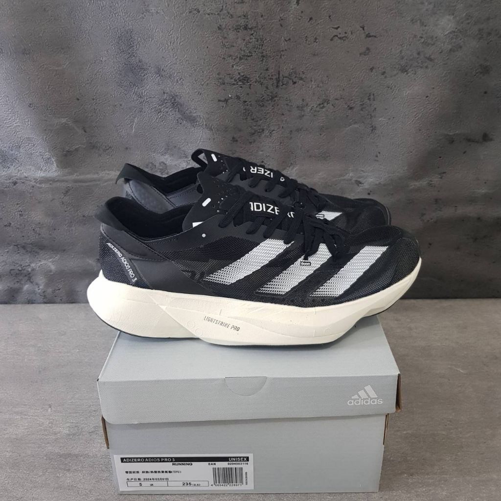 Sepatu lari Adidas Adizero Adios Pro 3 Black White