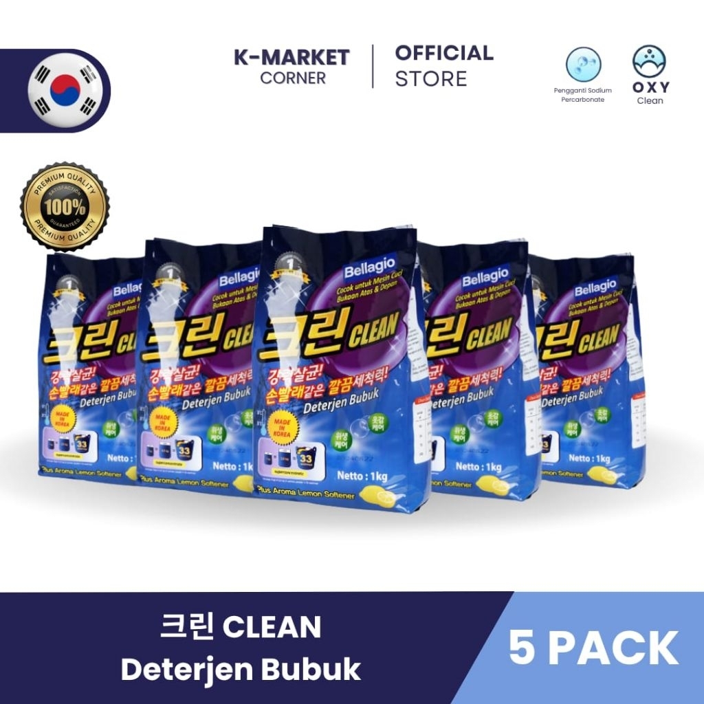CLEAN Deterjen Bubuk Korea Oxy Clean 5 Pack 5kg - Deterjen Bubuk Oxy Clean