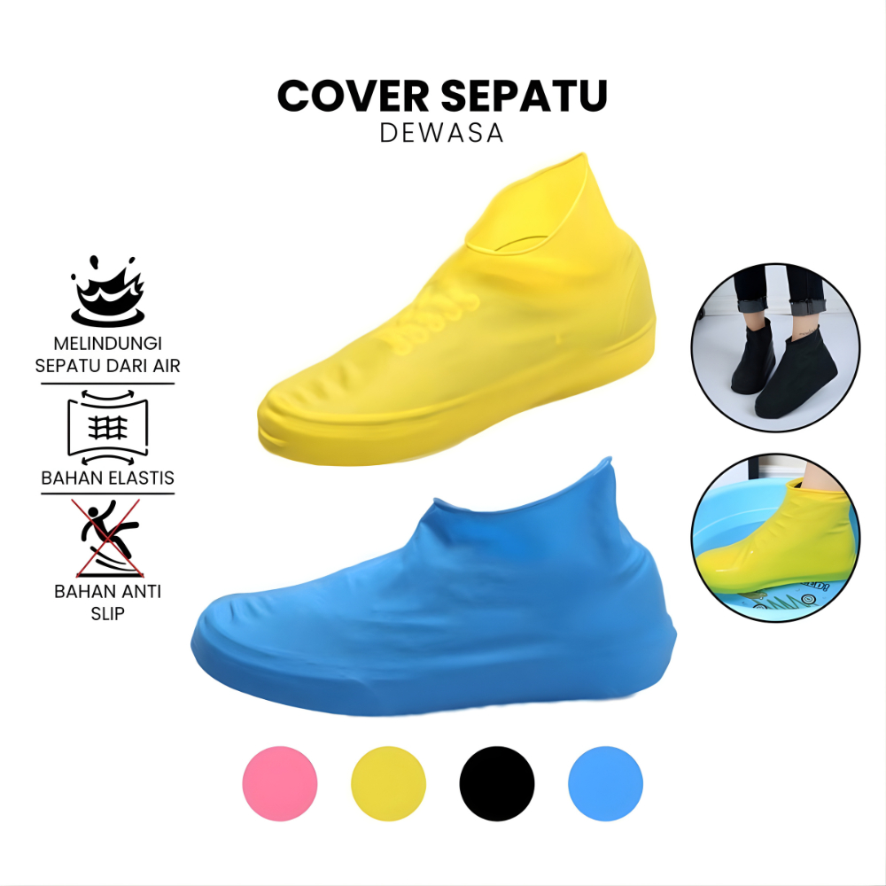 Cover Sepatu Hujan Karet Elastis Pelindung Sepatu Anti Air Anti Slip Shoes Cover Waterproof
