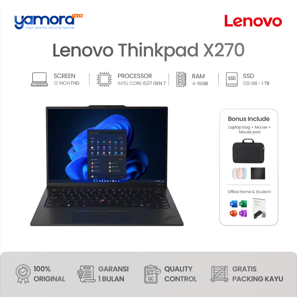 Lenovo ThinkPad X270 Core i5/i7 Gen 7 Double Battery Laptop Sekolah Kerja