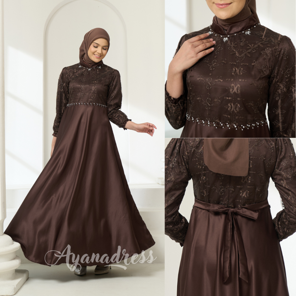 Brina Gamis Burgundy Elegan Premium Dress Luxury | Gamis Burgundy Remaja Modern | Gamis Pesta Burgun