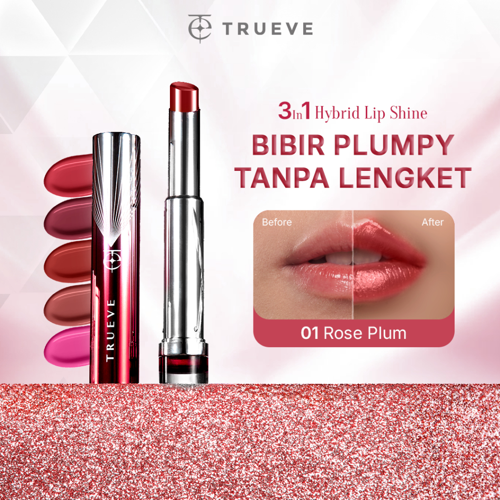TRUEVE Volupte Glossy Lip Shine - 3in1 Innovative Hybrid Lip Shine 5 HD Colors Merawat Melembapkan L