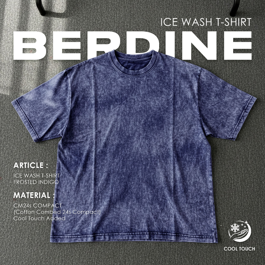 Berdine Kaos Washing T-Shirt Polos | FROSTED INDIGO | Cool Touch
