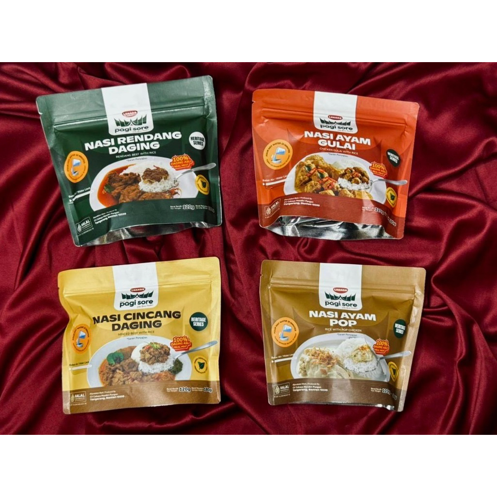 Nasi Lauk Instan - Pagi Sore Daging Rendang / Daging Cincang / Ayam Gulai / Ayam Pop