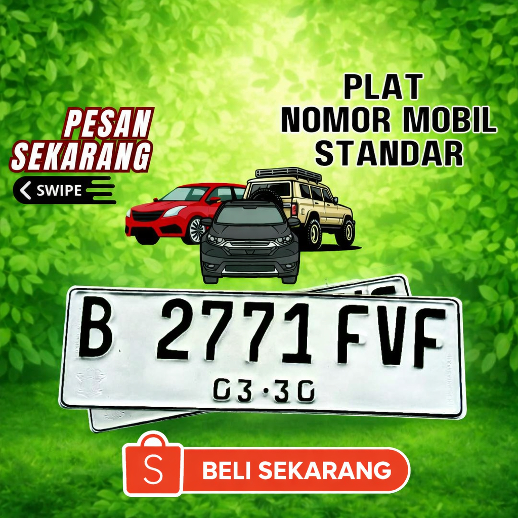 Plat Nomor Mobil Custom Putih Hitam Font Baru