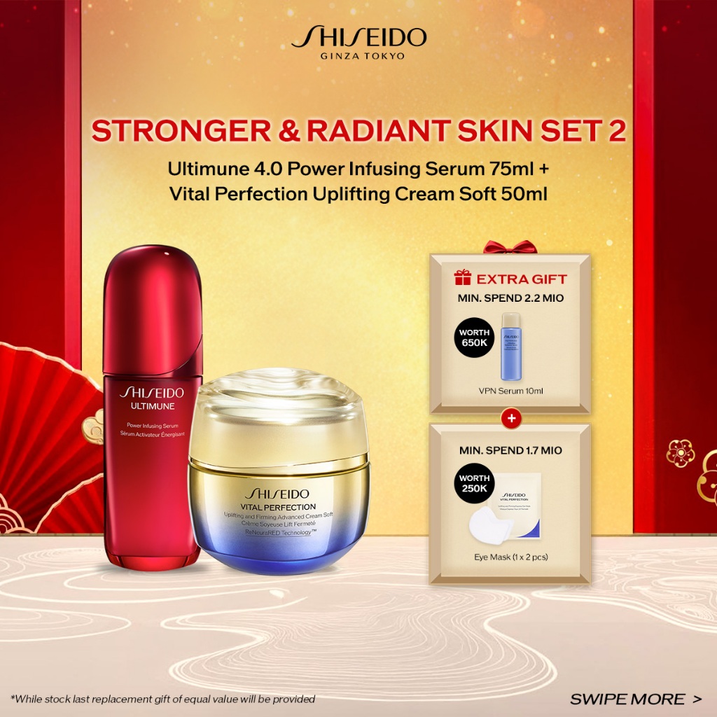 BUNDLE Shiseido Ultimune Serum 4.0 75ml & Vital Perfection Uplifting and Firming Advanced Cream Soft
