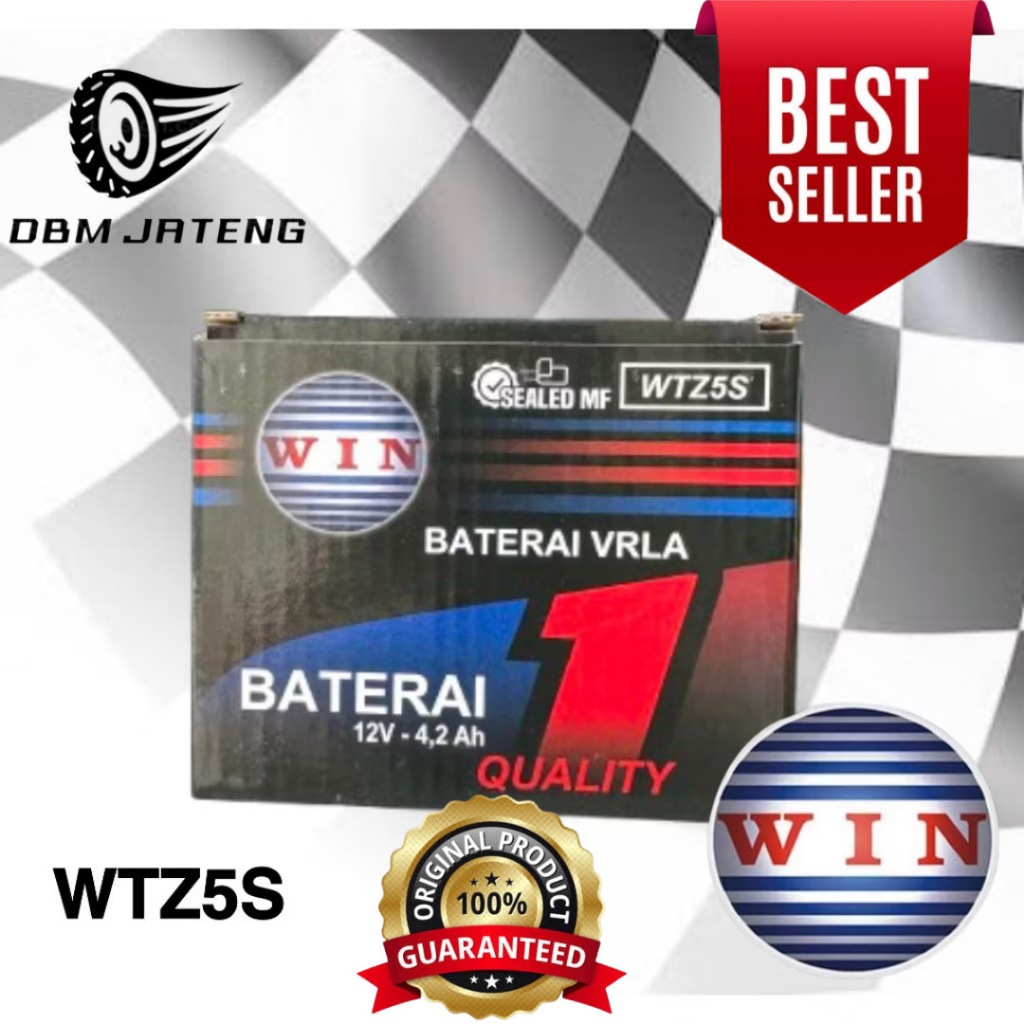100% ORIGINAL & BARU AKI WIN ACCU UKURAN TIPE WTZ5S HARGA GROSIR AKI KERING DAN BASAH MOTOR HONDA YA