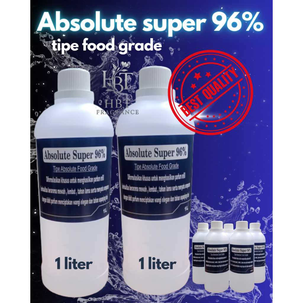 Absolute - Absolute tipe food grade super 96% ( pelarut parfum) botol plastik 1 liter / campuran par