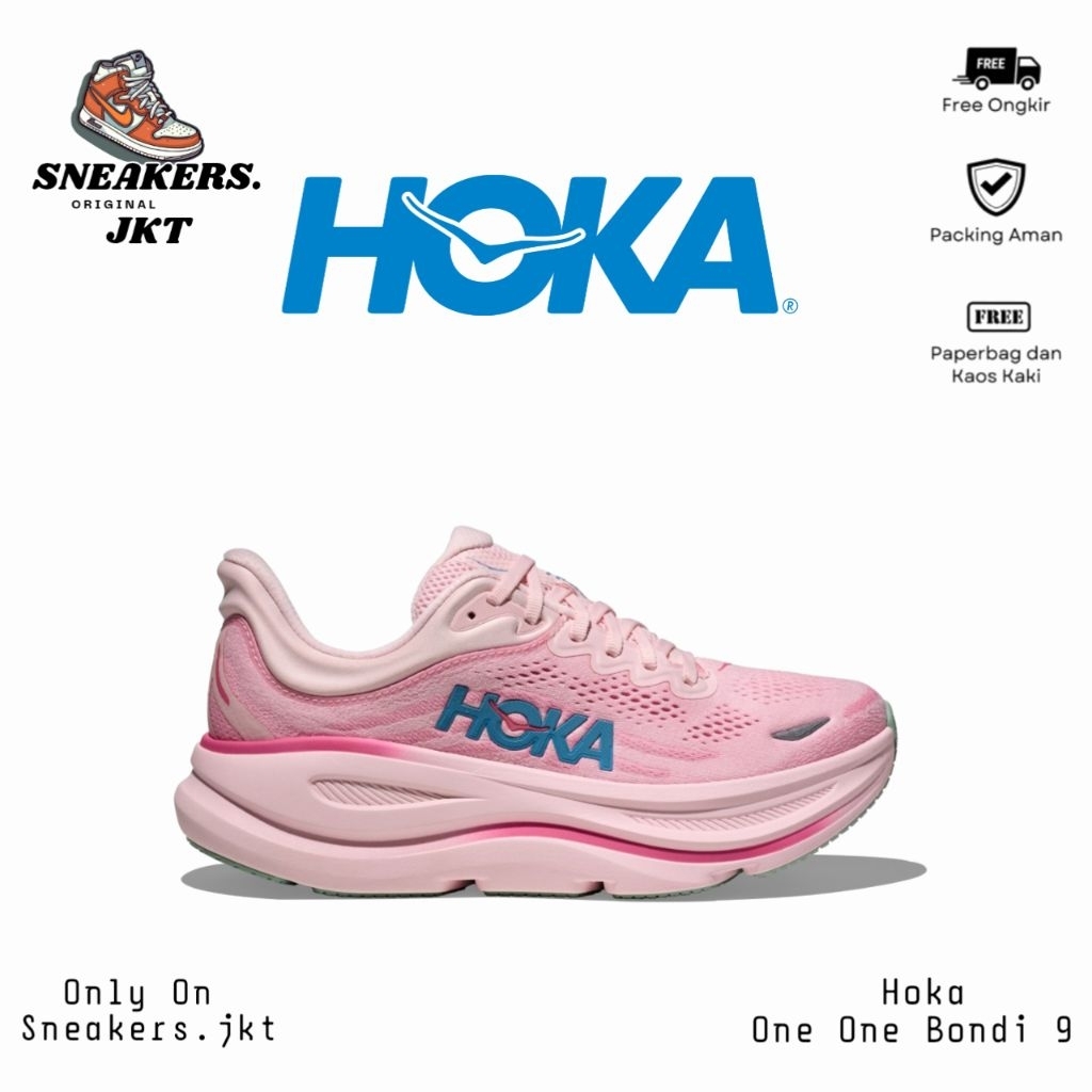 Sepatu Running Hoka One One Bondi 9 Rose Tea/Petal Women's Original