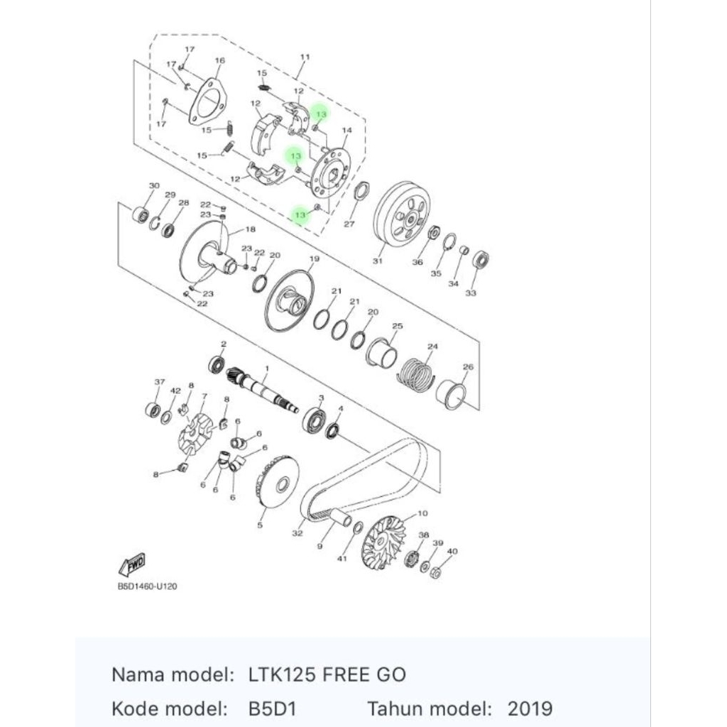 Karet Rubber Bantalan Kampas Ganda Kering 2PH-E6629-00 Free Go Old