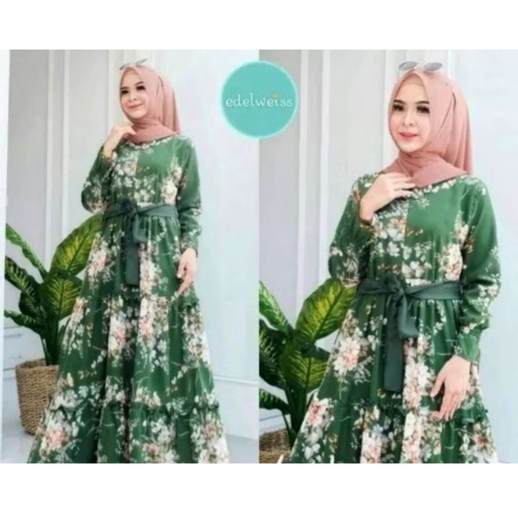 Gamis Katun Bunga Sakura Busui Terbaru Fashion Muslim Syari kekinian Termurah Dewasa Remaja Ori...