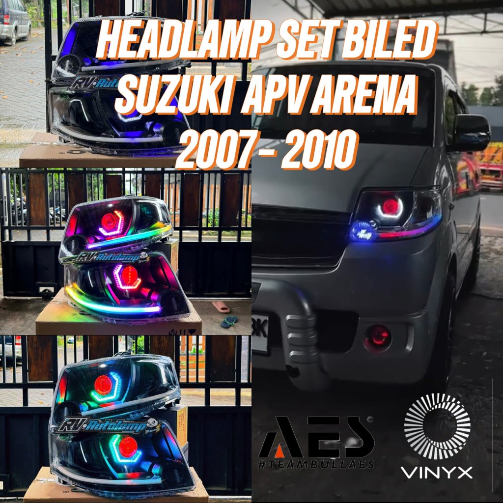 HEADLAMP SET BILED SUZUKI APV ARENA 2007 2008 2009 2010 AES VINYX PROJIE