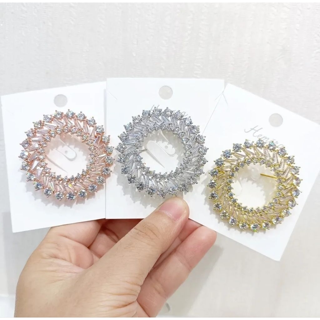 BROS BULAT BATU CUBIC ZIRCON PREMIUM QUALITY BROS PREMIUM GRADE BROOCH FASHION MEWAH BROS HIJAB ZIRC