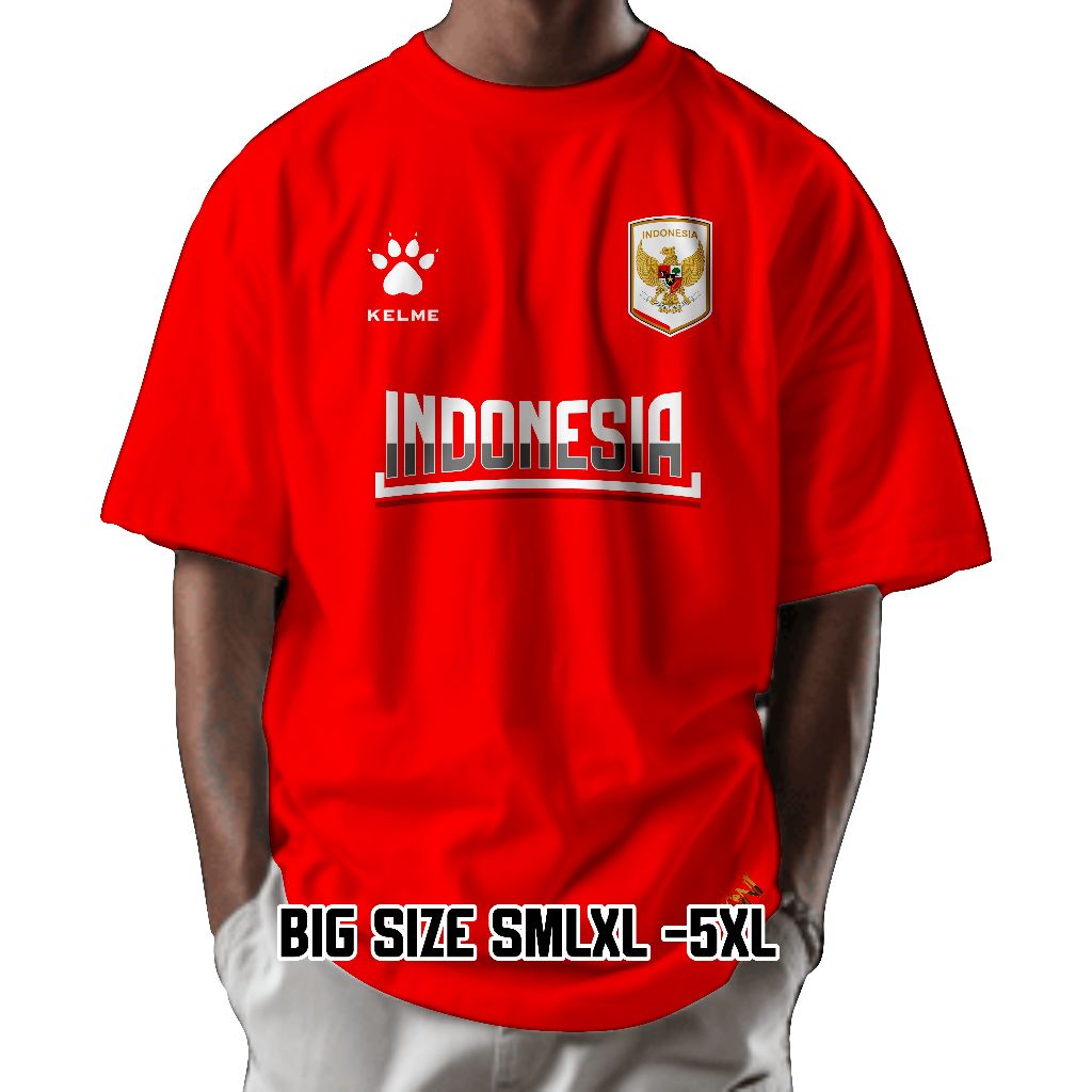 BIG SIZE (S-5XL) Kaos Indonesia Kelme 2026 | Kaos Indonesia 2026 / Timnas Indonesia