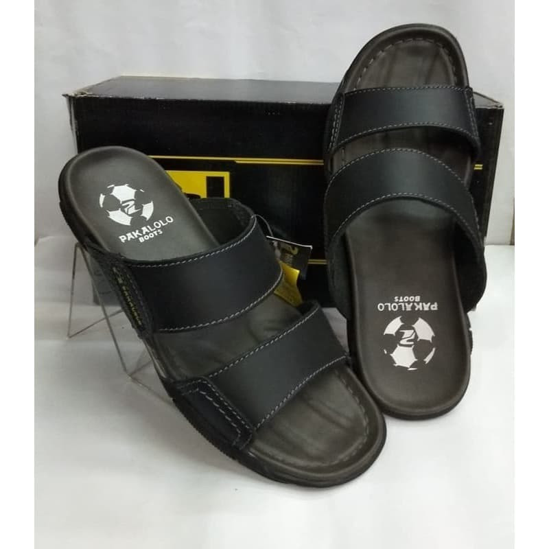 Sandal Kasual Pria Pakalolo N2321 Sendal Kulit Original - Black