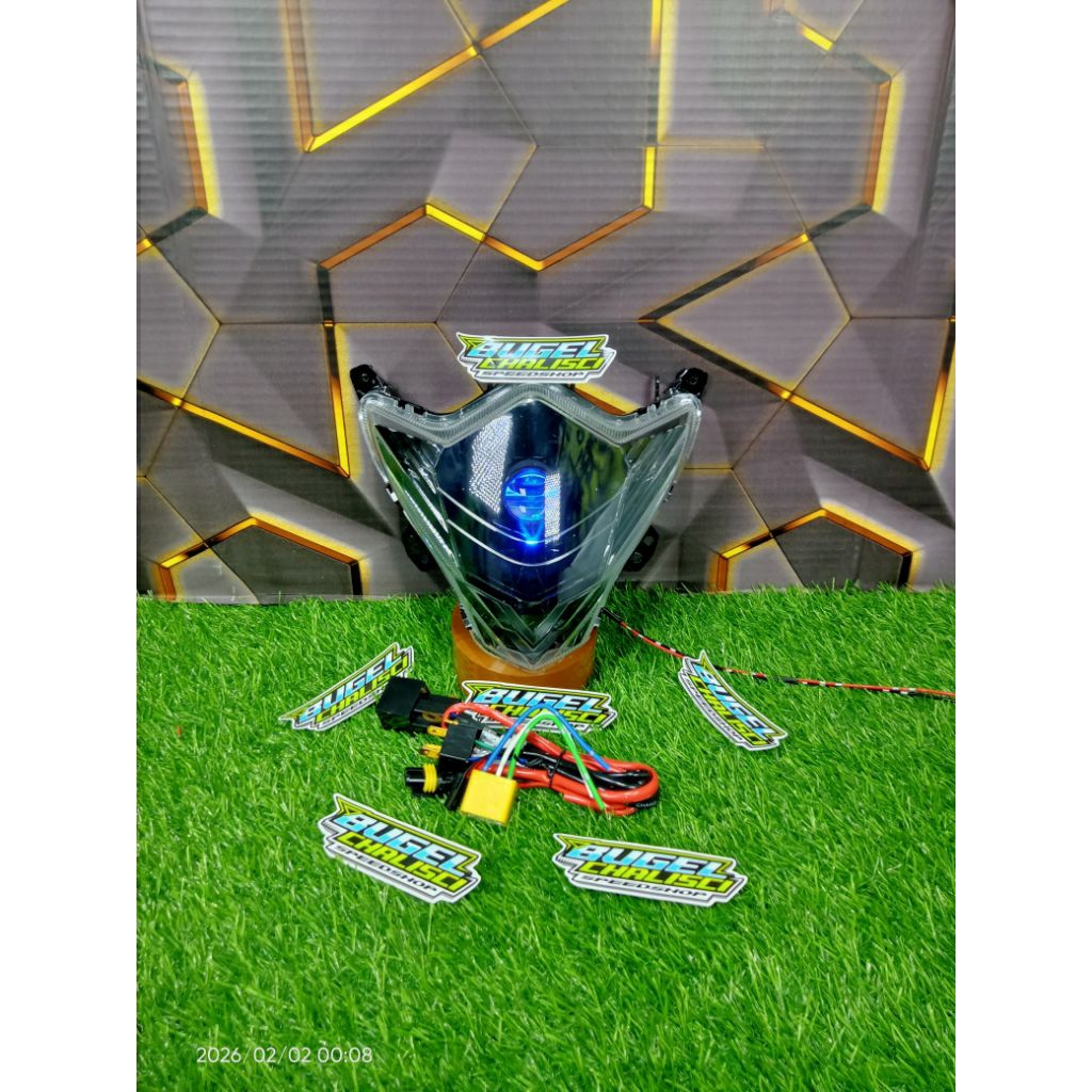 Reflektor Lampu Depan Biled H4+Soket Satria Fu Facelift 2012 2013 2014 2015 Tinggal Pasang