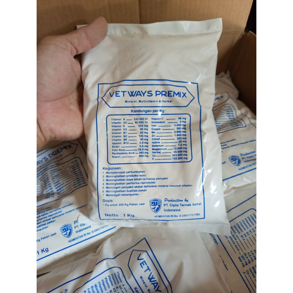 PREMIX VETWAYS PREMIK 1 kg Mineral multivitamin dan herbal untuk tambahan makanan ternak sapi dan ka