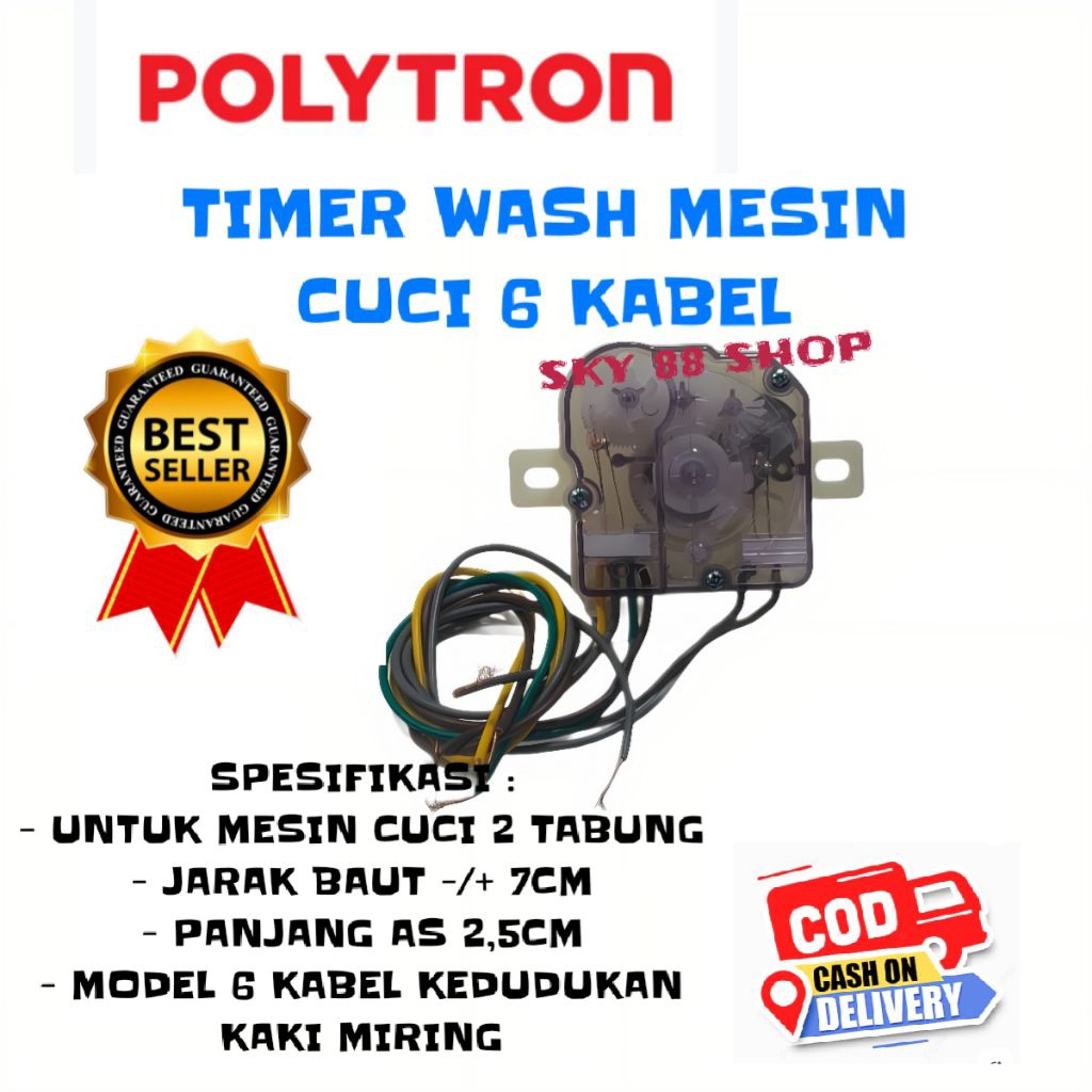 TIMER 6 KABEL MESIN CUCI POLYTRON 2 TABUNG - TIMER MESIN CUCI 6 KABEL